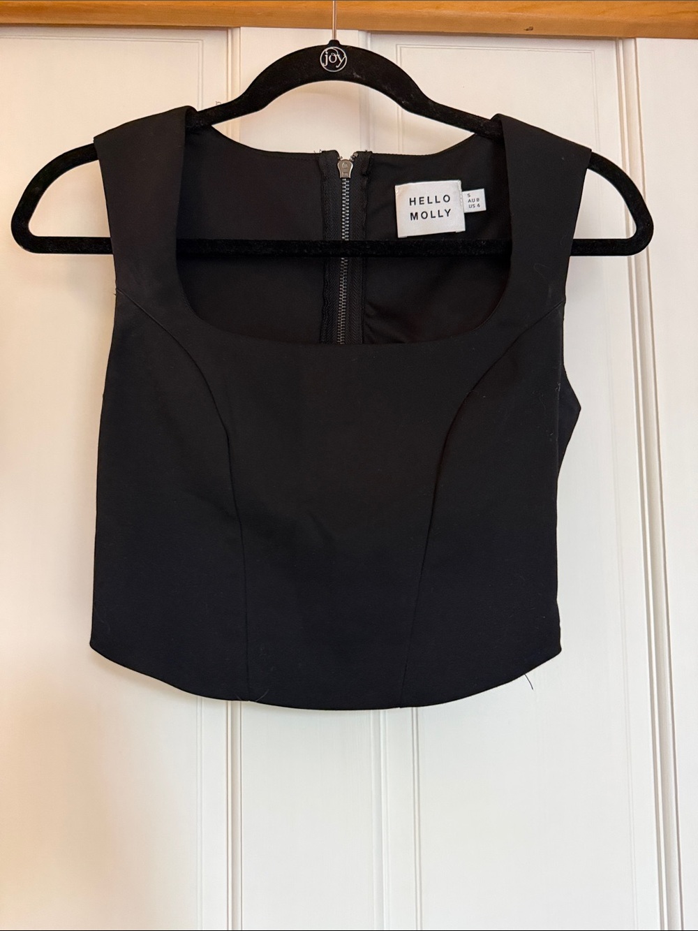 Hello Molly Black Square Neck Crop Tank